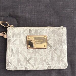 Michael Kors Cream Wristlet with Gold Hardware
